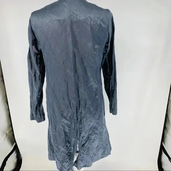 Eileen Fisher steel satin crinkle metallic jacket - Picture 2 of 12